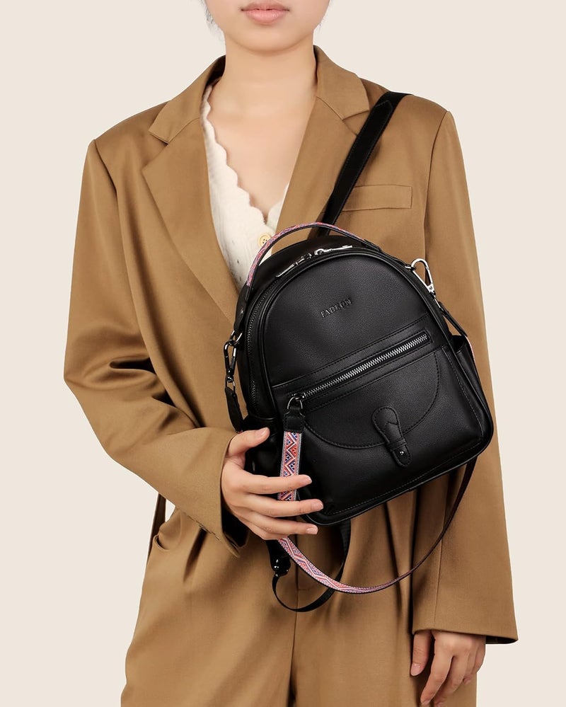 FADEON Mini Backpack Purse for Women, Designer Leather Cute Roomly Small Backpacks, Ladies Shoulder Backpack Fashion Handbag - Image 2